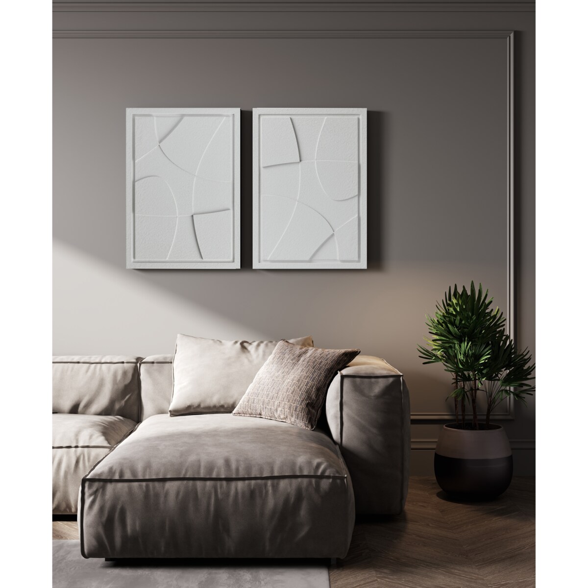 Obraz 3D 35x50cm Abstract I – Dekoracja Ścienna z Tynku Naturalnego, Bianco Minimalistyczny Relief
