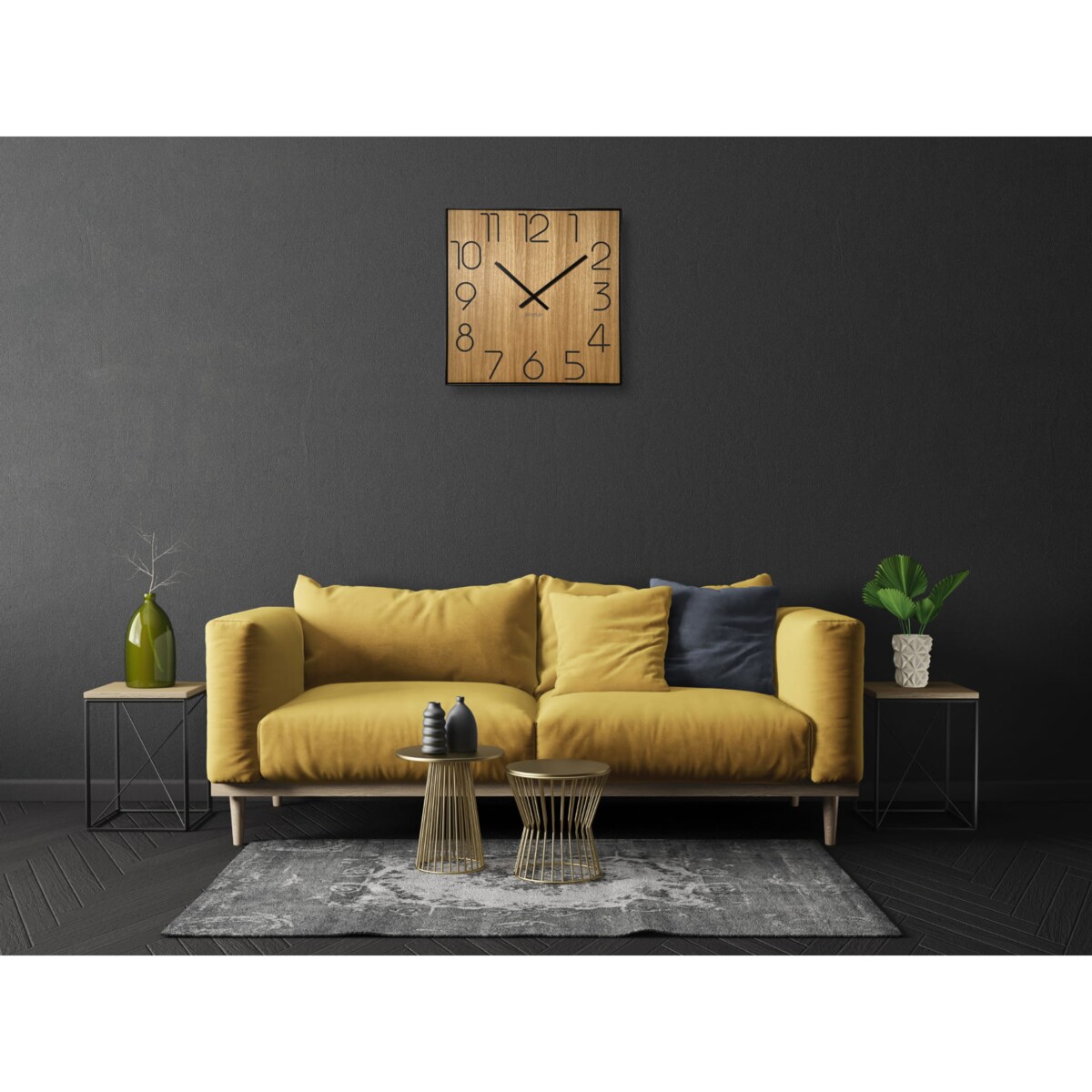 Drewniany zegar ścienny Wood Square 60cm