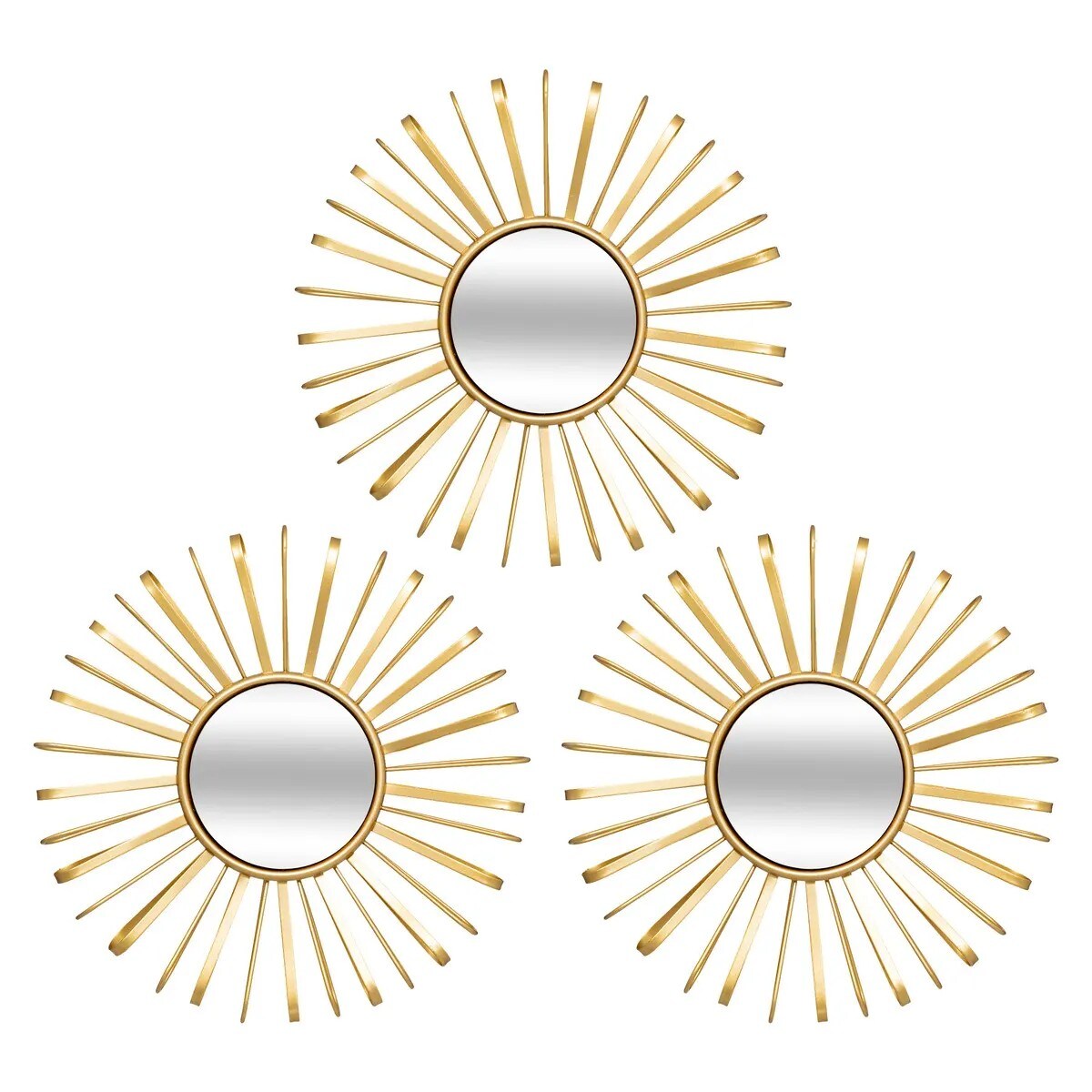 Komplet trzech lusterek złotych Warren 24,5 cm