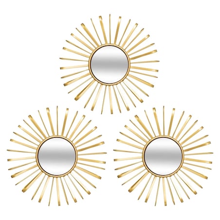 Komplet trzech lusterek złotych Warren 24,5 cm