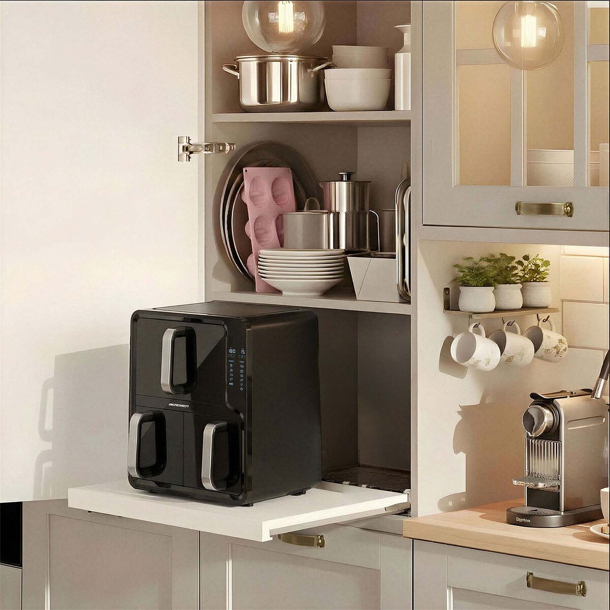 Frytkownica beztłuszczowa Berdsen BD-664 dwukomorowa pionowa 12L Air Fryer 2800W