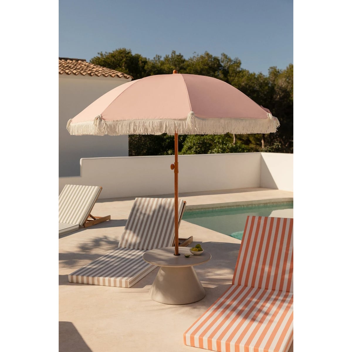 Parasol ogrodowy retro pudrowy róż Mika Ø175 cm