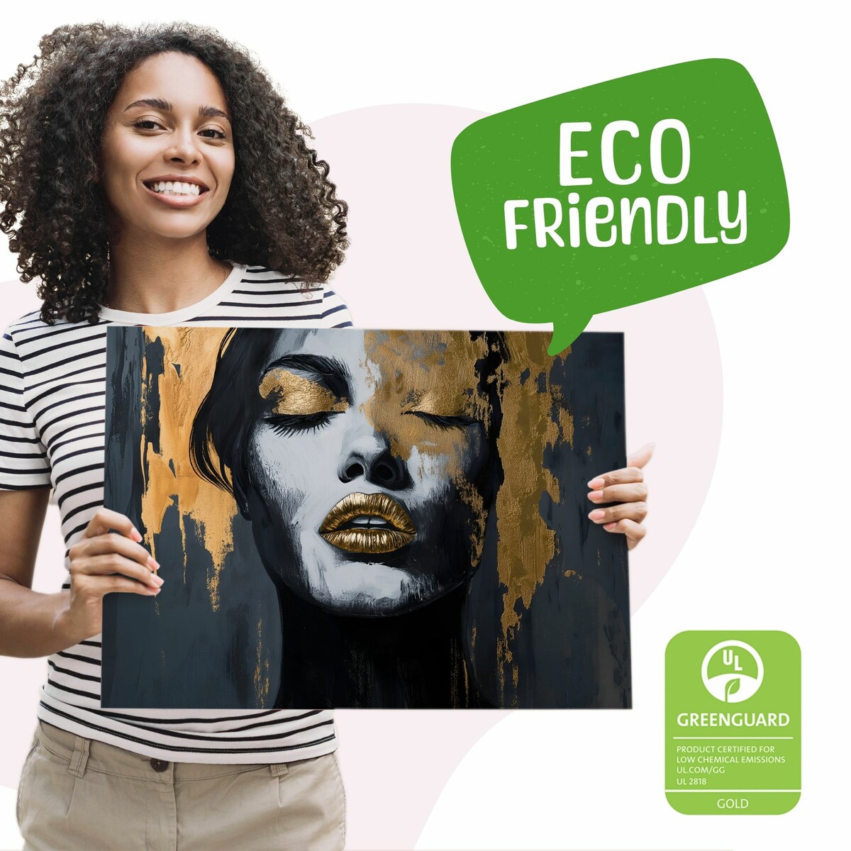 OBRAZ NA PŁÓTNIE DO SALONU ABSTRAKCYJNY PORTRET KOBIETY STYL GLAMOUR 70x50cm