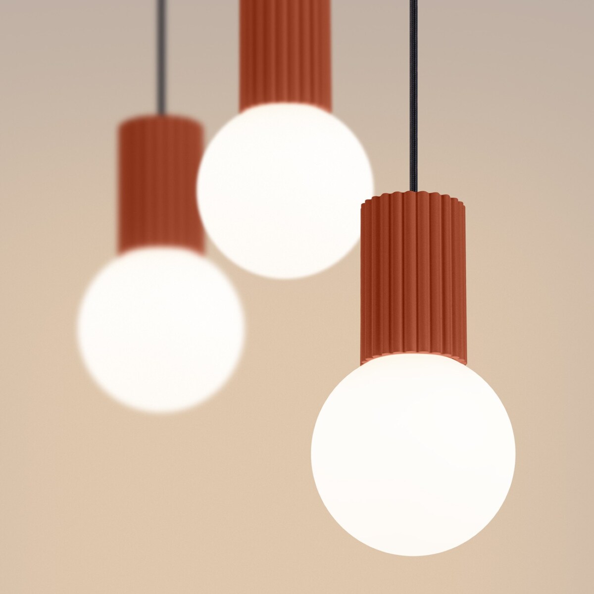 Lampa wisząca HALO 3L ochra czerwona