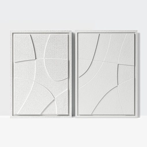 Zestaw 2 Obrazy 3D 35x50cm Abstract – Dekoracje ścienne z Tynku Naturalnego, Bianco, Minimalistyczne Reliefy