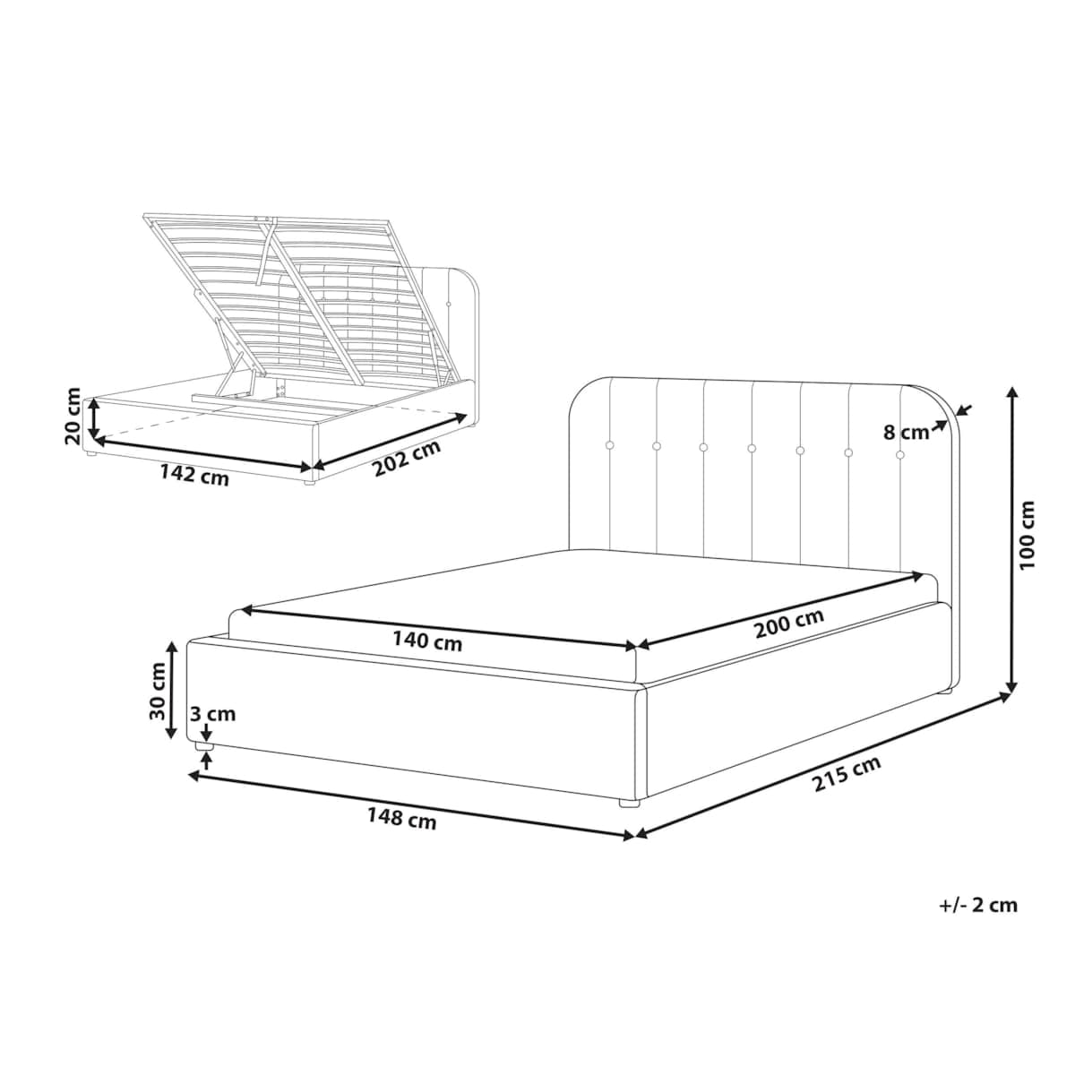 Łóżko z pojemnikiem CHALLANS 140 x 200 cm Złamana biel