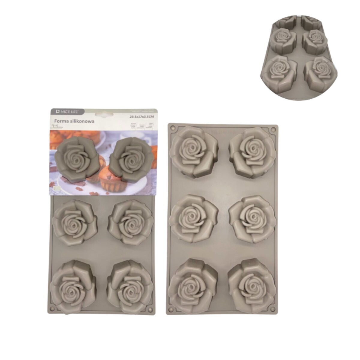 forma silikonowa 3d bakefun rose 30x17x3,5 cm