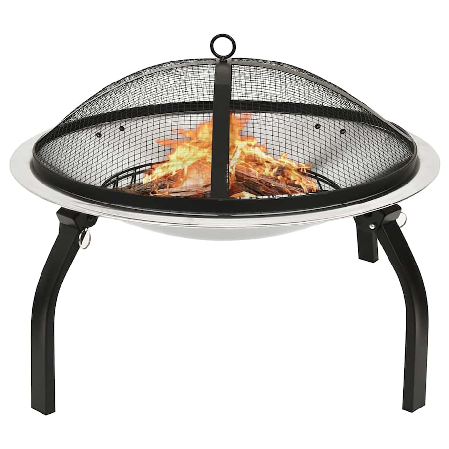 vidaXL Palenisko i grill 2-w-1, z pogrzebaczem, 56x56x49 cm, stal