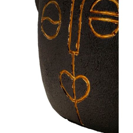 Lampa stołowa Tribal - A, kolor brązowy i złoty, żywica syntetyczna, żelazo i tkanina, 30,5 x 30,5 x 46 cm, 1 x E27, max. 40 W, Mauro Ferretti