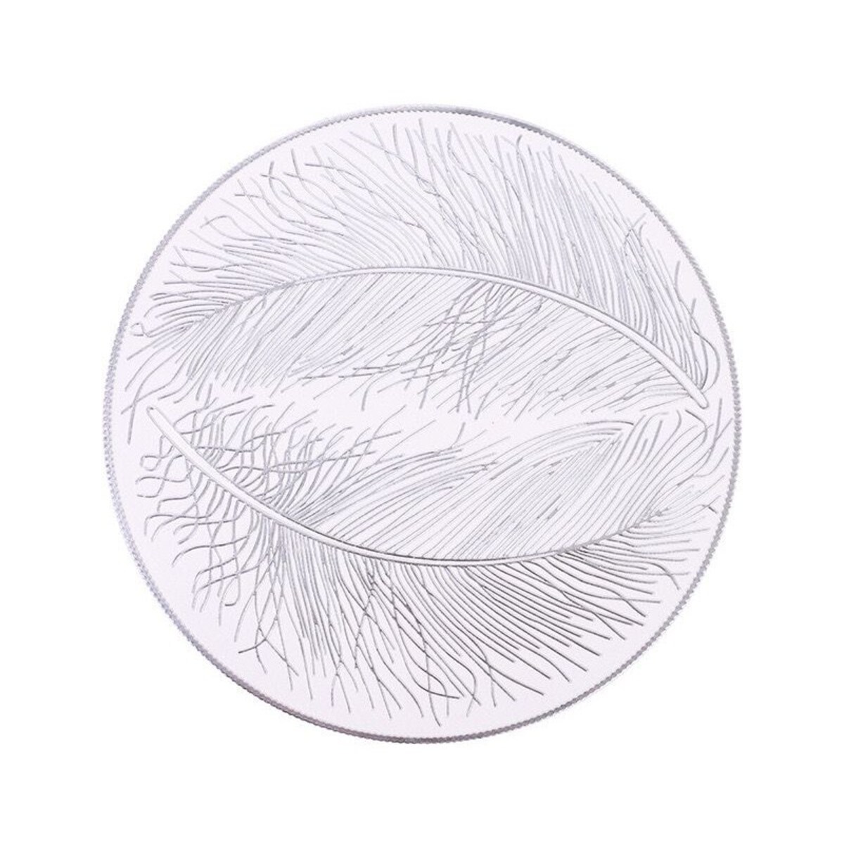 Podkładka dekoracyjna na stół "pióra" śr 38cm | biały/srebro