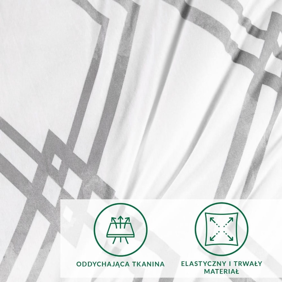 Pościel bawełniana 220x200 Kratka szara, biała z dzianiny jersey