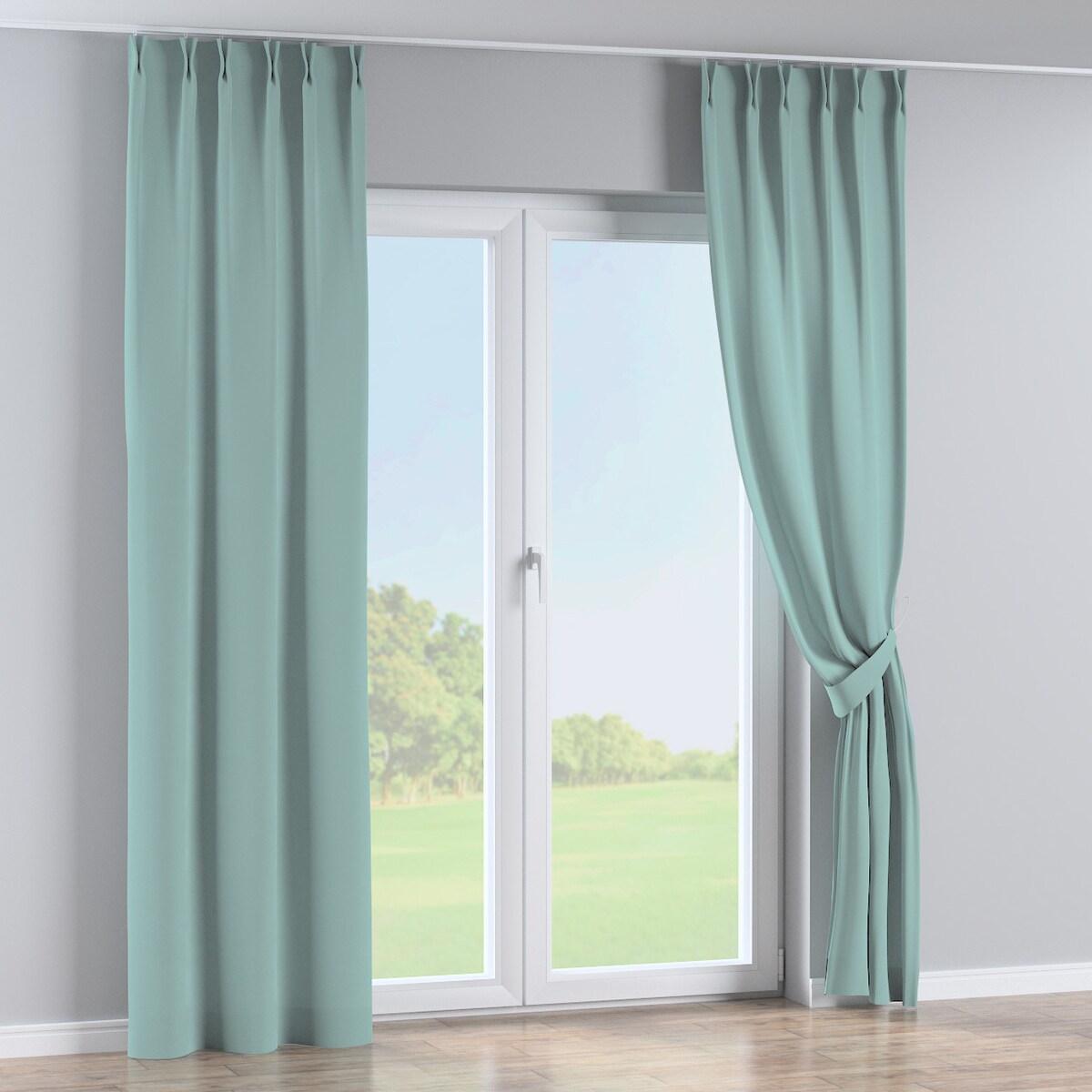 Zasłona na haczykach flex podwójnych 130x245 jasny turkus