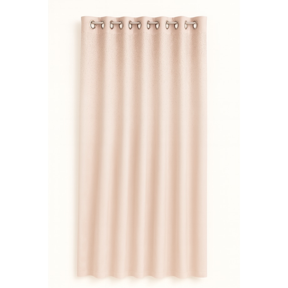 Zasłona welurowa "metor" z błyszczącą aplikacją od góry 140x250 cm przelotki | jasny beż