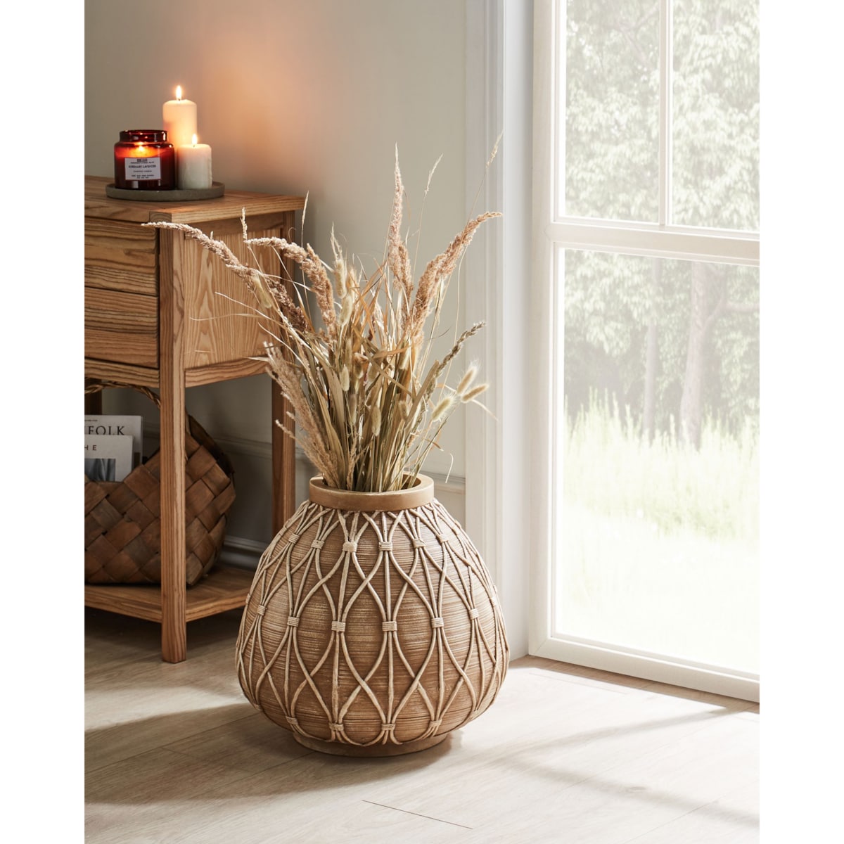 Wazon na kwiaty DOMOKOS Tlenek magnezu 38 cm Jasnobrązowy