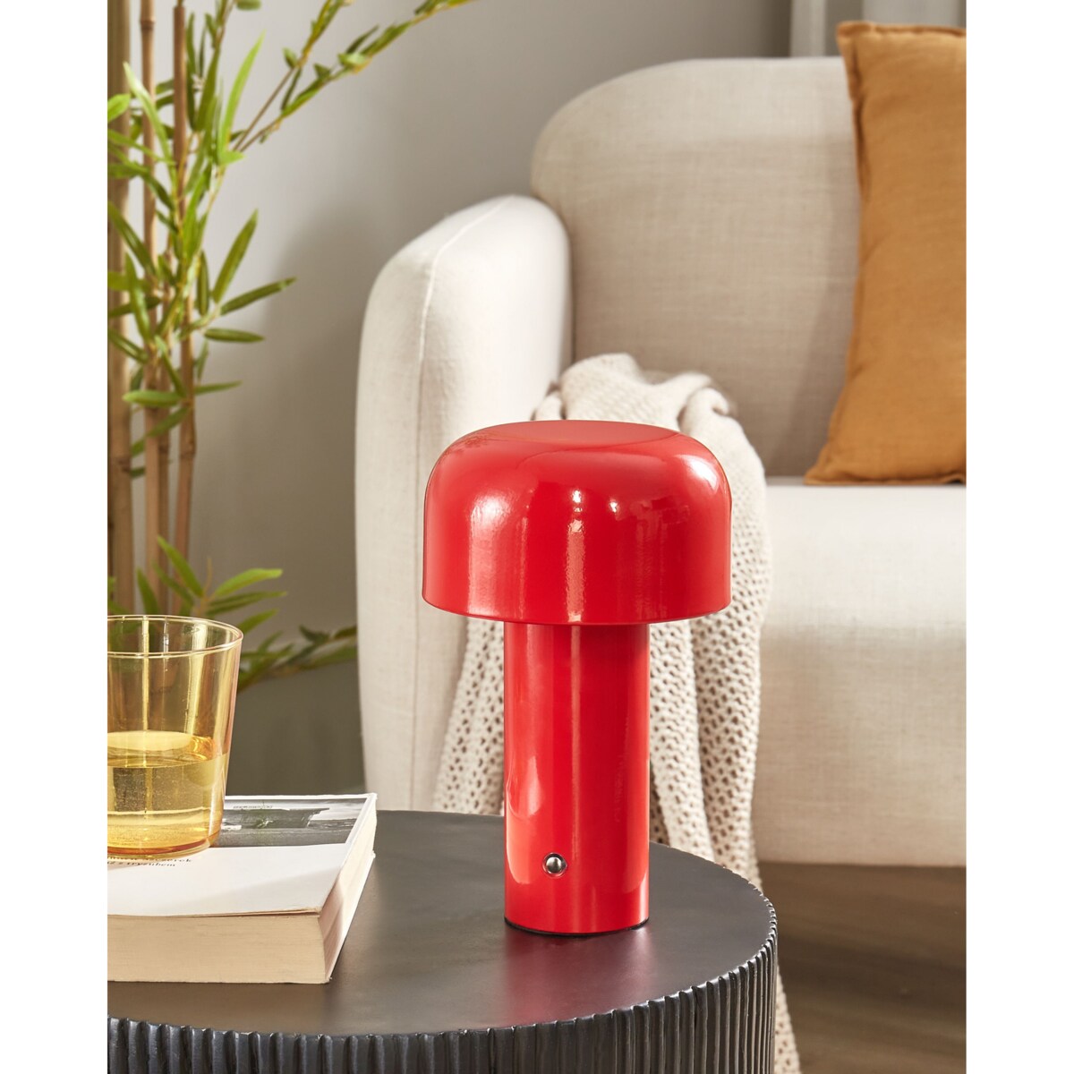 Bezprzewodowa lampa stołowa metalowa czerwona BESOS