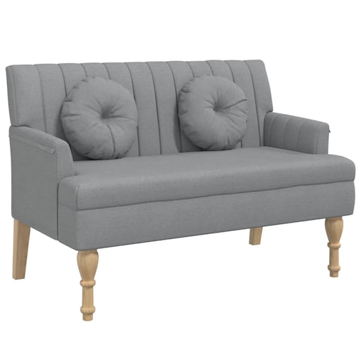 vidaXL Ławka z poduszkami, jasnoszara, 113x64,5x75,5 cm, tkanina