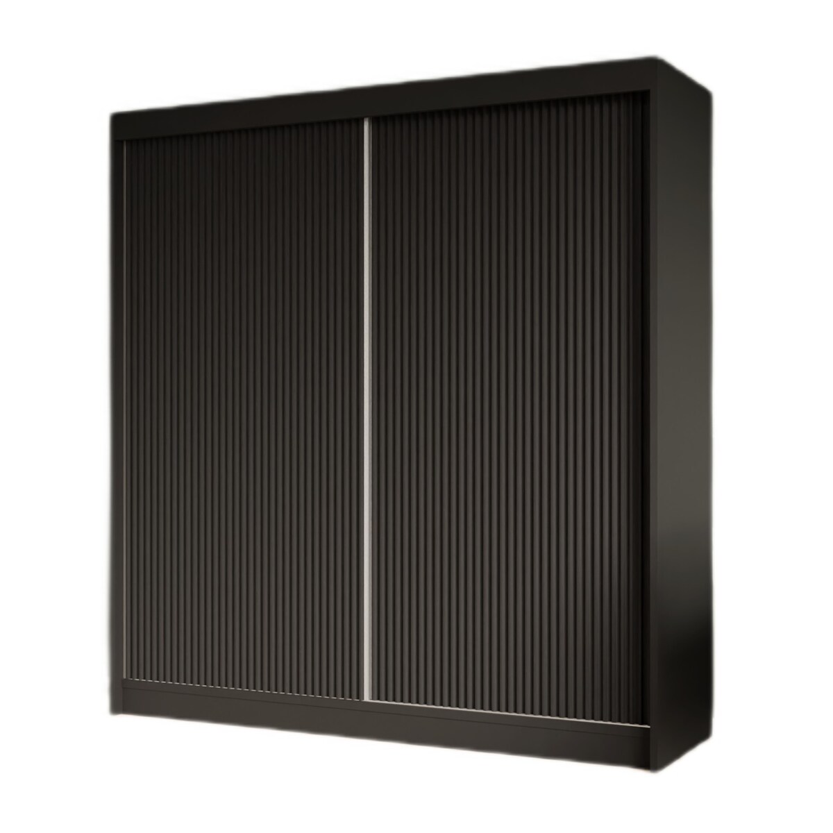 Szafa z ryflowanymi frontami przesuwna 200 cm - Czarna