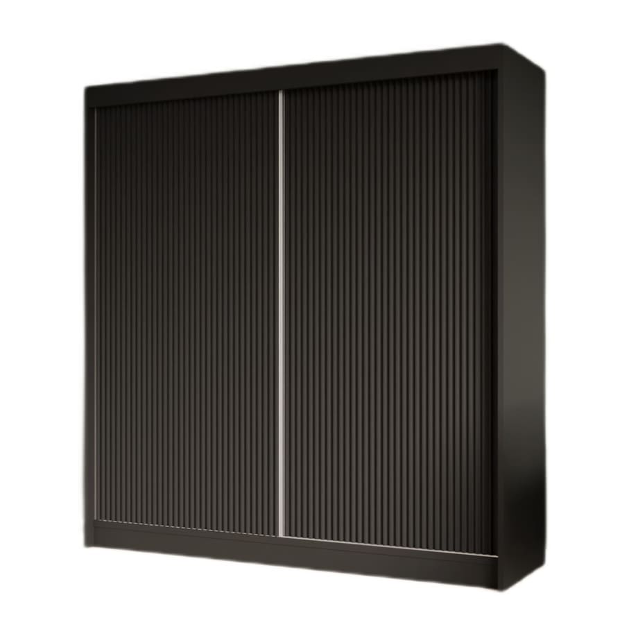 Szafa z ryflowanymi frontami przesuwna 200 cm - Czarna