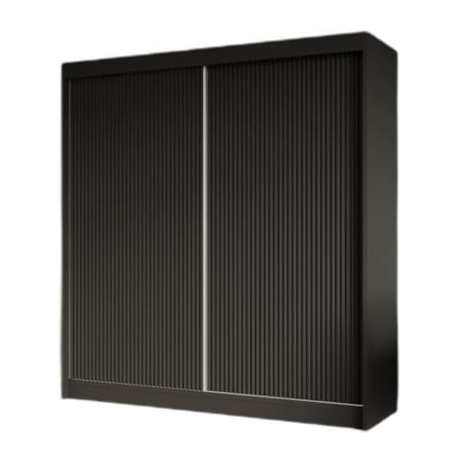 Szafa z ryflowanymi frontami przesuwna 200 cm - Czarna