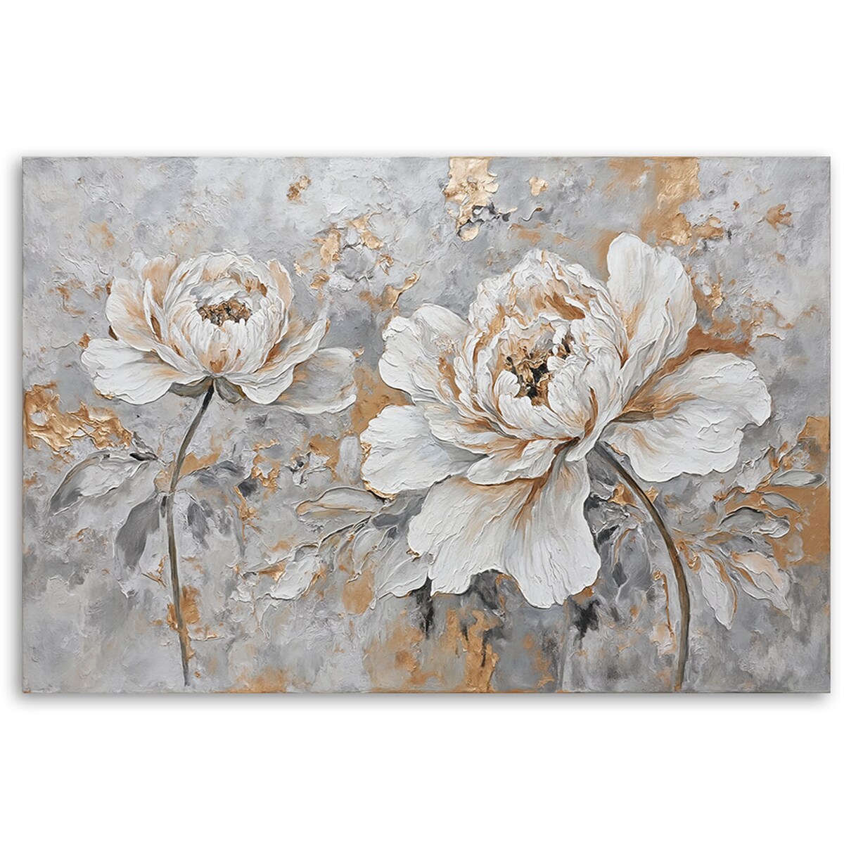 Obraz na ścianę do pokoju Róża Kwiat Srebrny Złoty 100x70