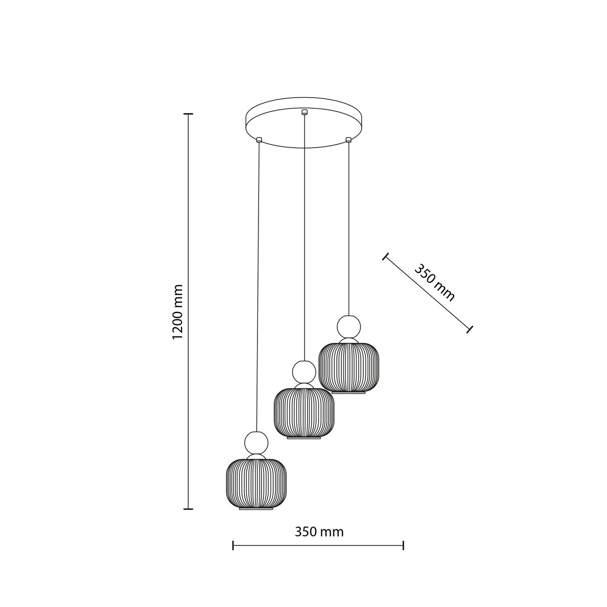 Lampa wisząca TK Lighting BALLO 11050 3xE14 Sabia/Biały regulowana wysokość metal szkło 35 cm