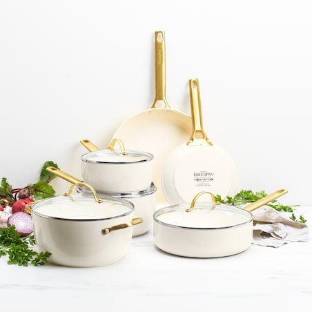 Zestaw garnków i patelni PADOVA Cream White 10 elementów GreenPan
