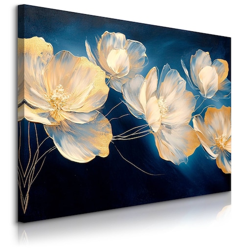 Obraz Do Salonu Sypialni Kremowe Kwiaty Styl Glamour Abstrakcja 70x50cm