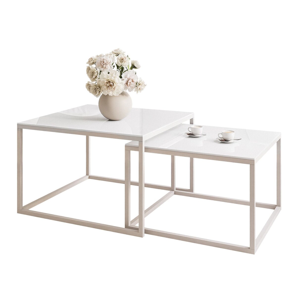 Stolik YOSHI 2w1 kaszmir białe szkło