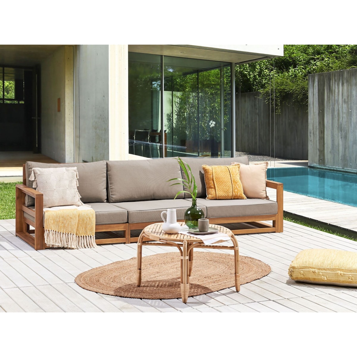 Sofa ogrodowa z-certyfikowanego-drewna-akacjowego 3-osobowa jasna TIMOR II