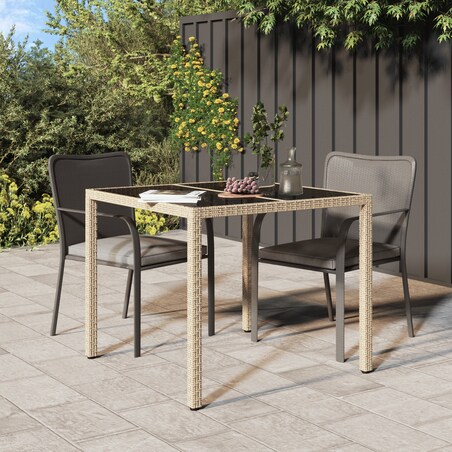 vidaXL Stół jadalniany Beżowy 90x90x75 cm Polirattan
