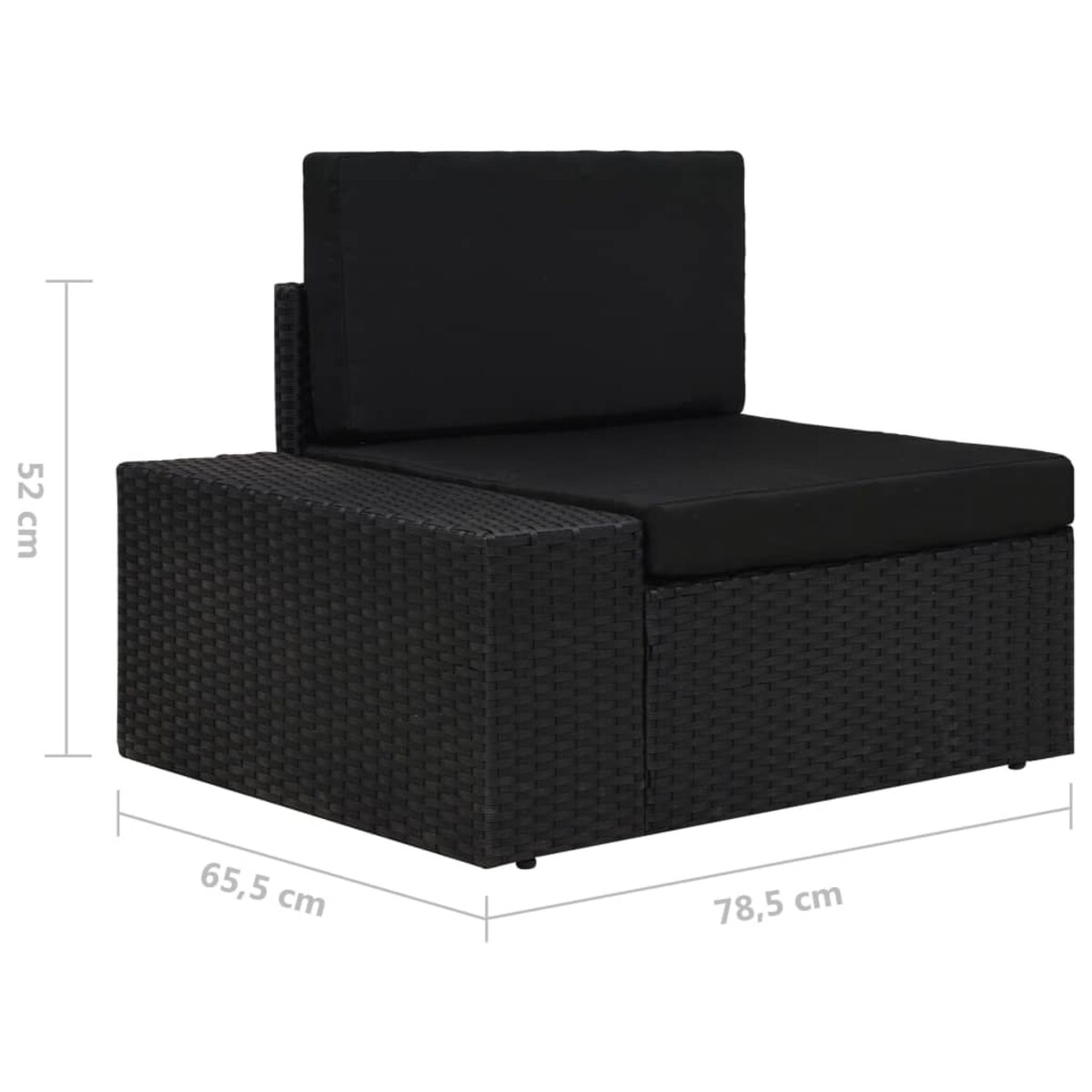vidaXL Sofa modułowa 2-osobowa, rattan PE, czarna