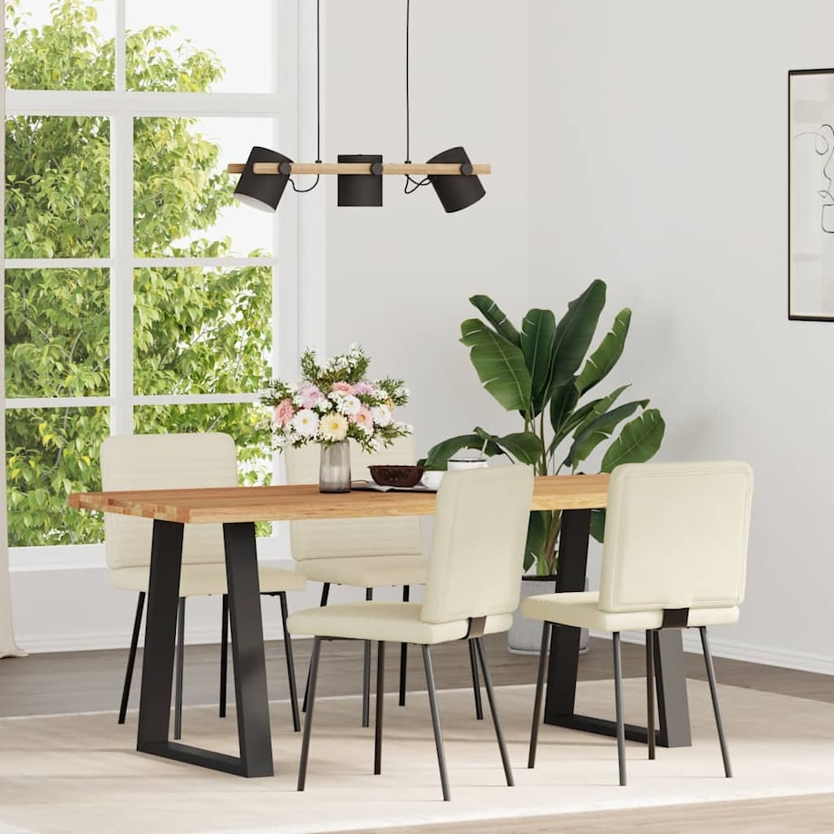 vidaXL Krzesła stołowe, 4 szt., kremowe, obite aksamitem