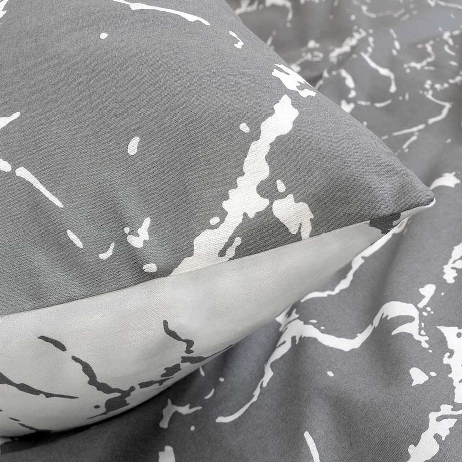 Pościel bawełniana 200x220 Mercer Grey szara i biała w dekoracyjny wzór, Cottonlove Exclusive, Darymex