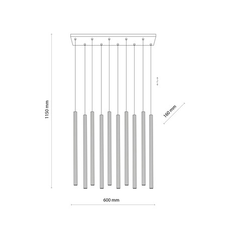 Lampa Wisząca Tk Lighting Ferro Na Listwie Czarna Ryflowana Metalowa Tuba Sopel Rurka 10X G9