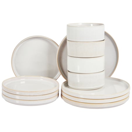 Zastawa stołowa 12-częściowa SPIKENARD Kamionka Złamana biel