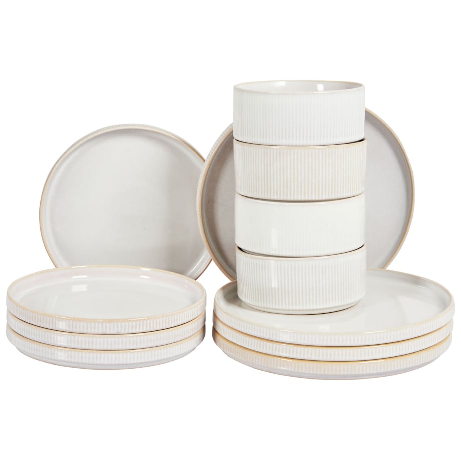 Zastawa stołowa 12-częściowa SPIKENARD Kamionka Złamana biel