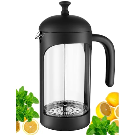 DZBANEK SZKLANY Z ZAPARZACZEM sitko imbryk na zioła herbatę 1 L TŁOK ręczny