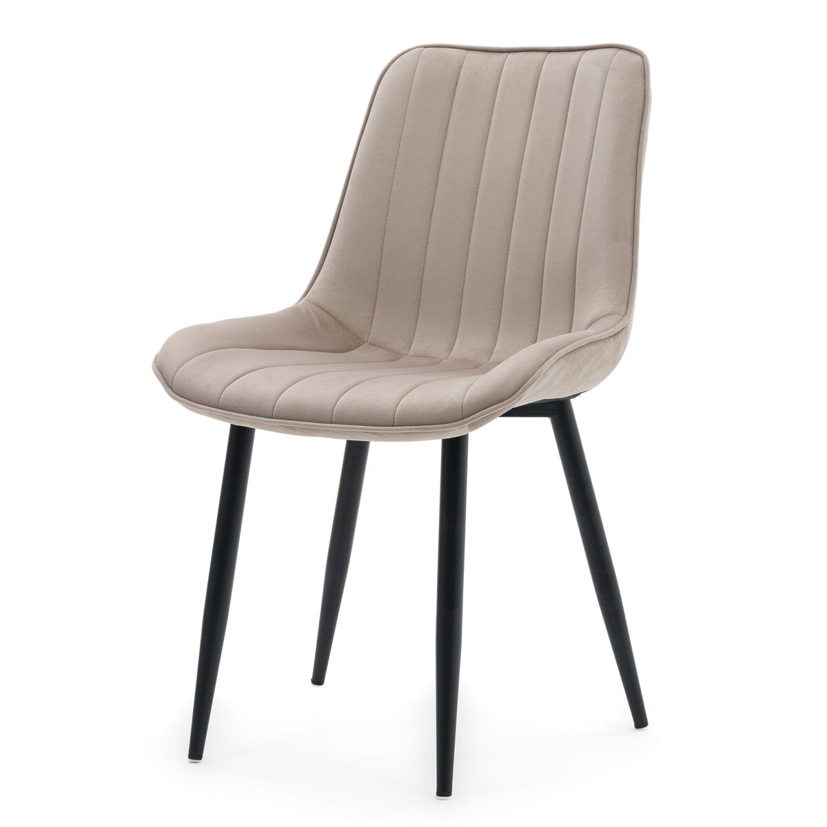 Krzesło beżowe welurowe ELVA na czarnych nogach do salonu jadalni