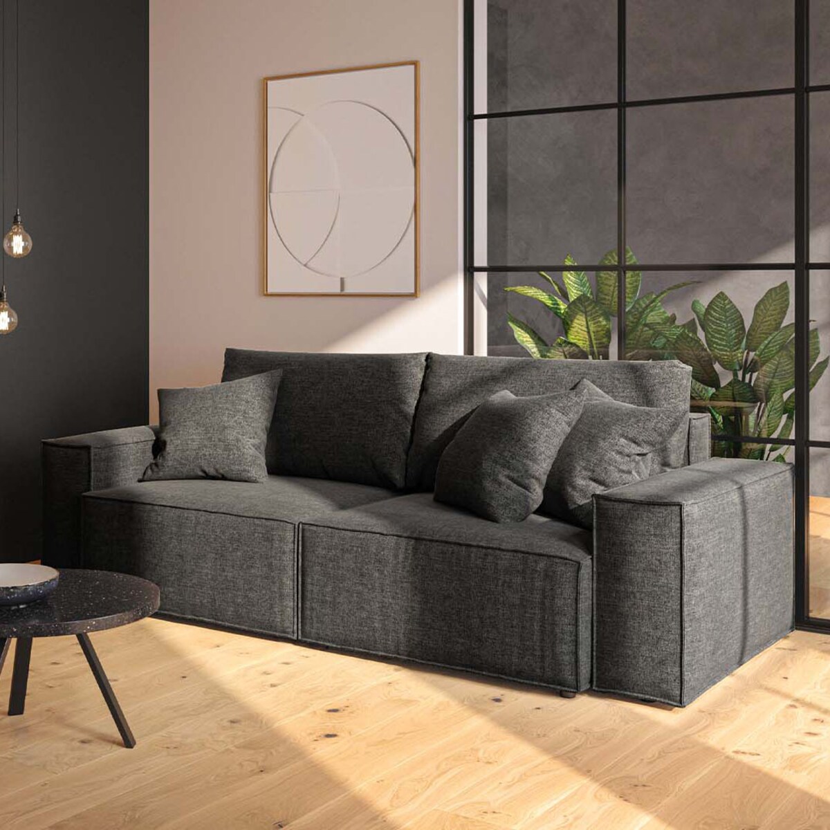 Melow 3-osobowa rozkładana sofa - antracytowa