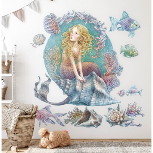 Zestaw naklejek na ścianę, Syrenie opowieści, 80cm