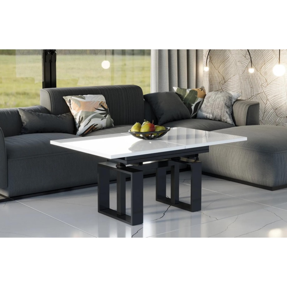 Ława rozkładana podnoszona EMPOLI 110(170)x65 biały połysk