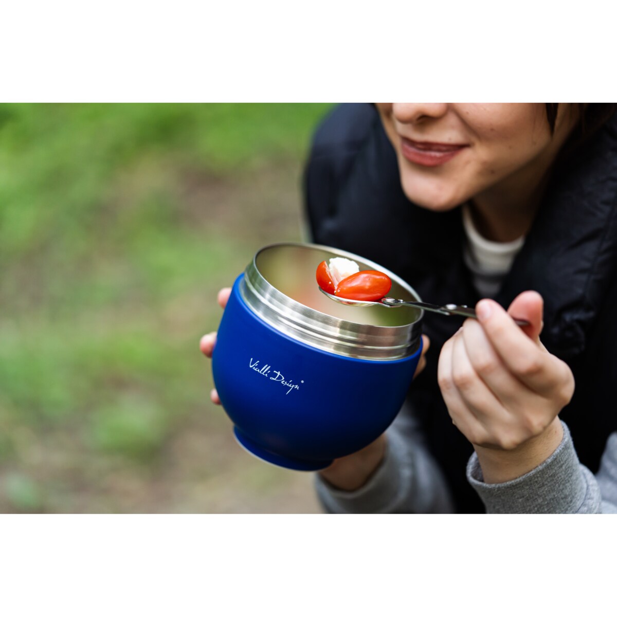 Termos z pojemnikiem i łyżką Fuori 680 ml granatowy 30305