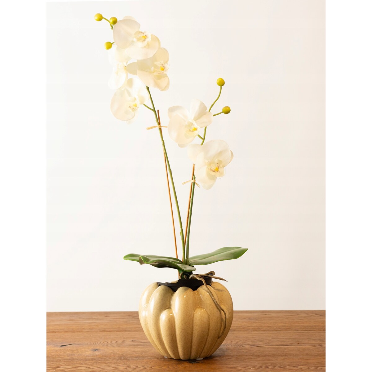 OSŁONKA CERAMICZNA KWIAT beżowa połysk doniczka donica okrągła 14cm