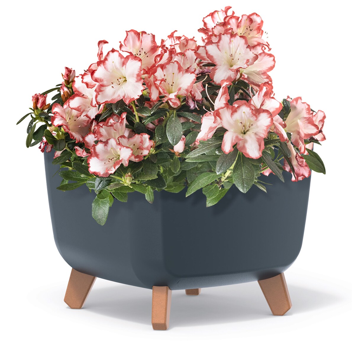 Doniczka Donica Ogrodowa 29 Cm Na Nóżkach Dekoracyjna Antracytowa