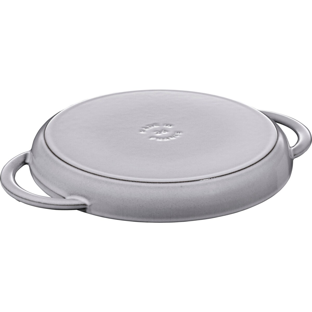 Okrągła patelnia żeliwna grillowa Staub z dwoma uchwytami - 26 cm, Grafitowy