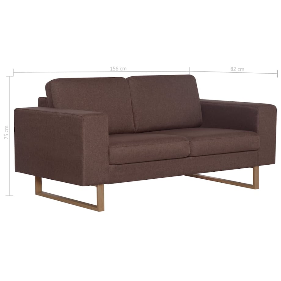 vidaXL 2-osobowa sofa tapicerowana tkaniną, brązowa