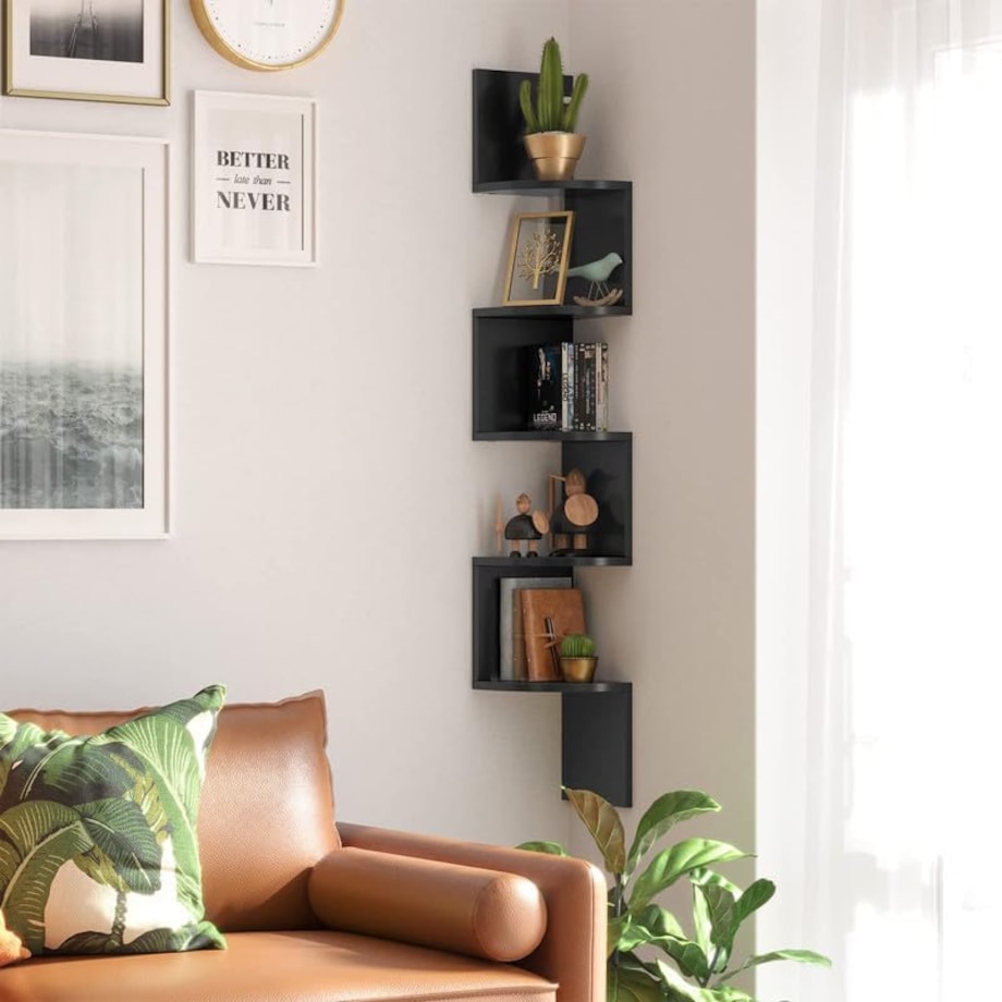 Regał Narożny Półka Na Ksiązki Do Pokoju Salonu Gabinetu Kuchni Czarny