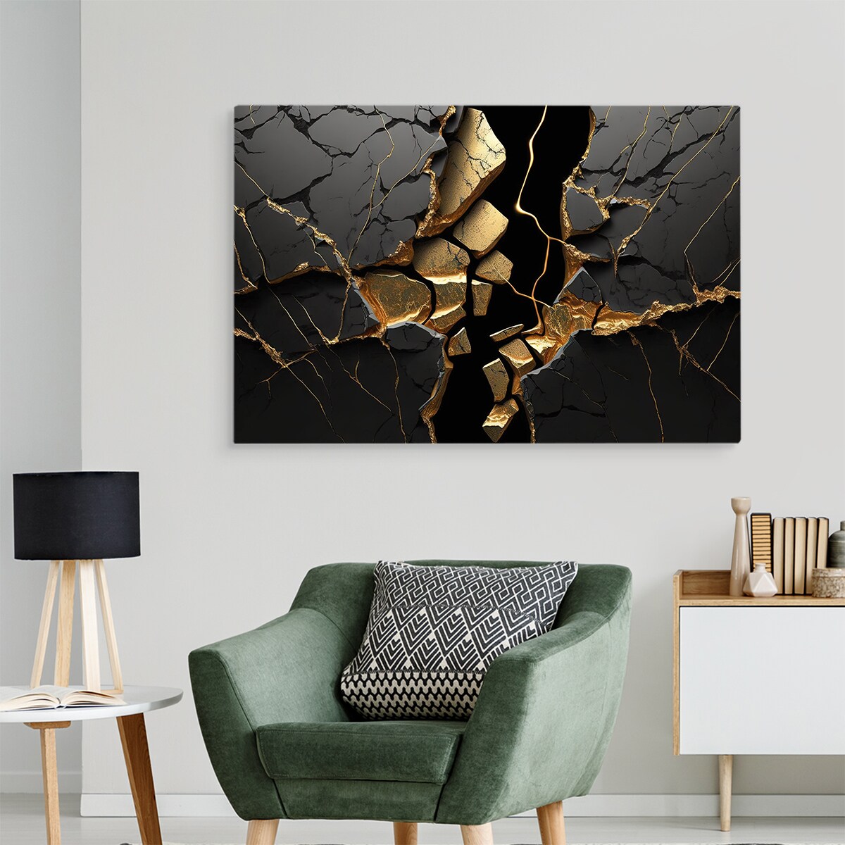 Obraz Canvas Czarny MARMUR Abstrakcja 3D 120x80cm