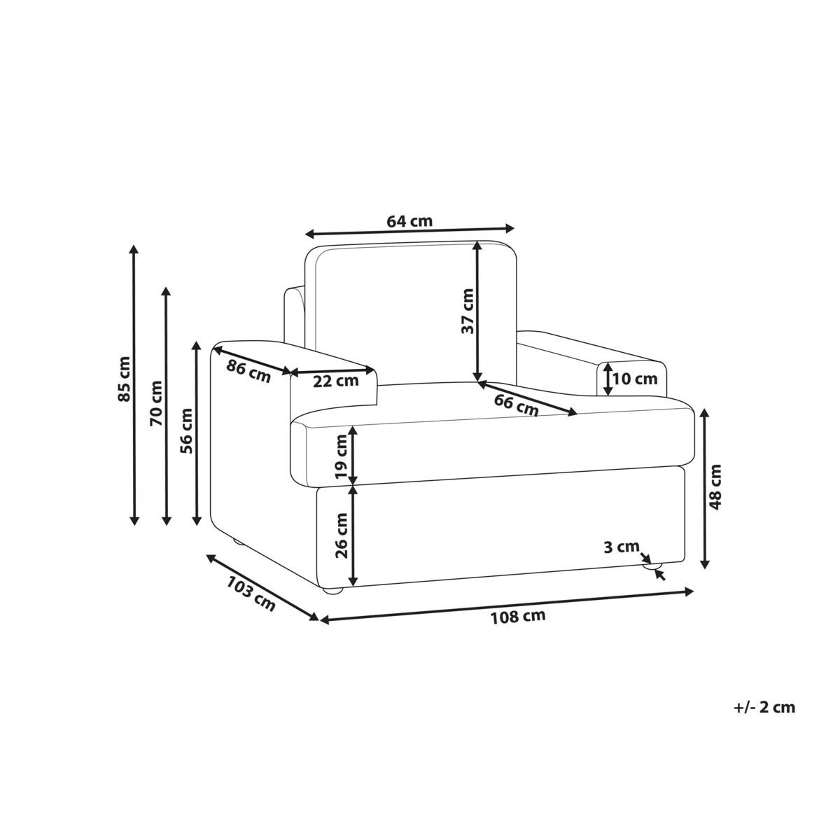 Fotel tapicerowany jasnoszary ALLA
