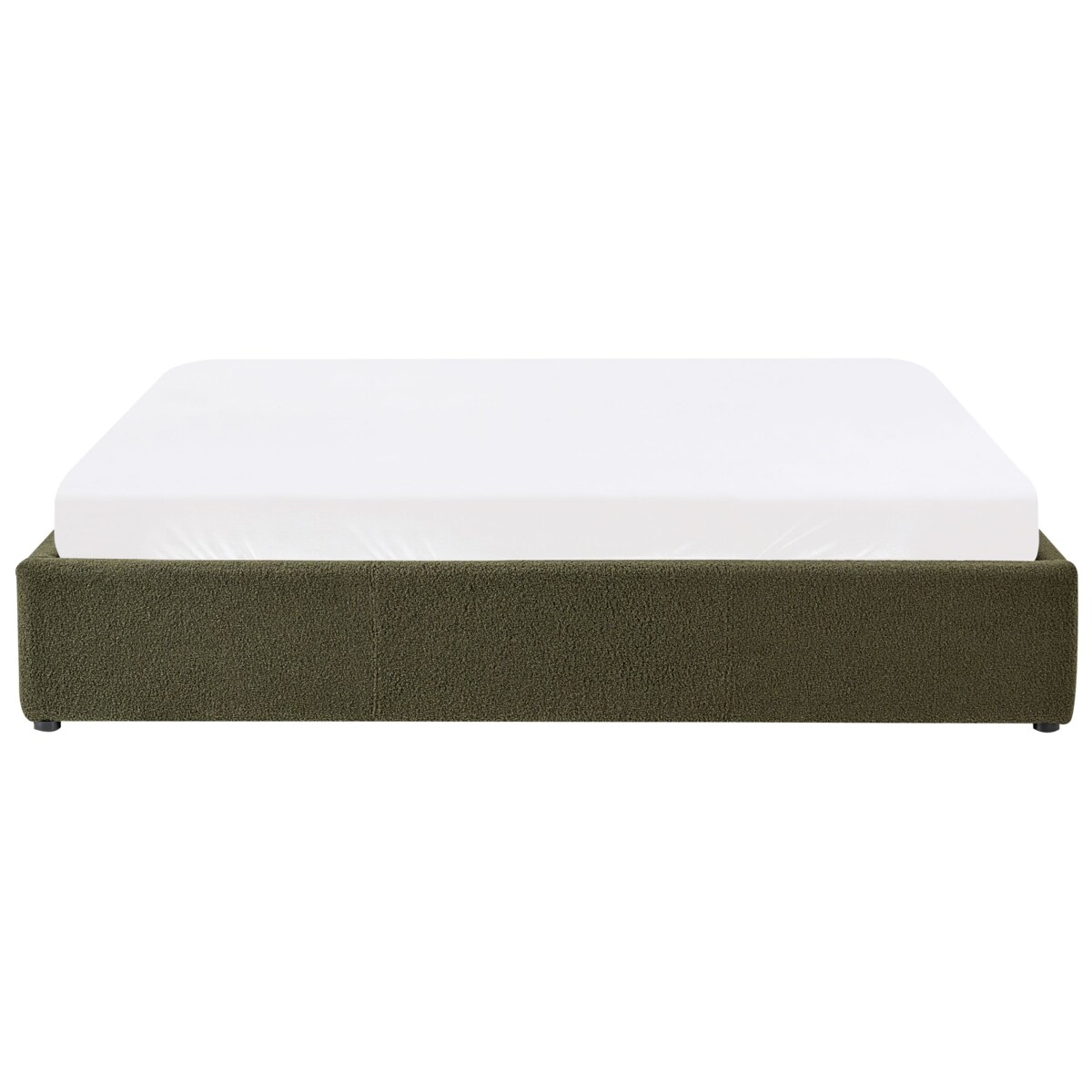 Łóżko z pojemnikiem bez zagłówka Boucle DINAN 180 x 200 cm Ciemnozielony
